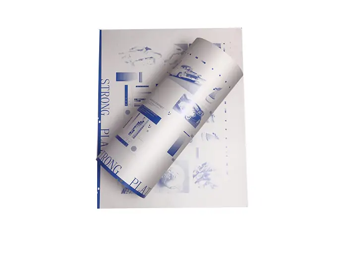 Thermal CTP offset printing plate, Strong brand aluminum printing plate for commercial offset press, rolled plate sample with blue test print pattern